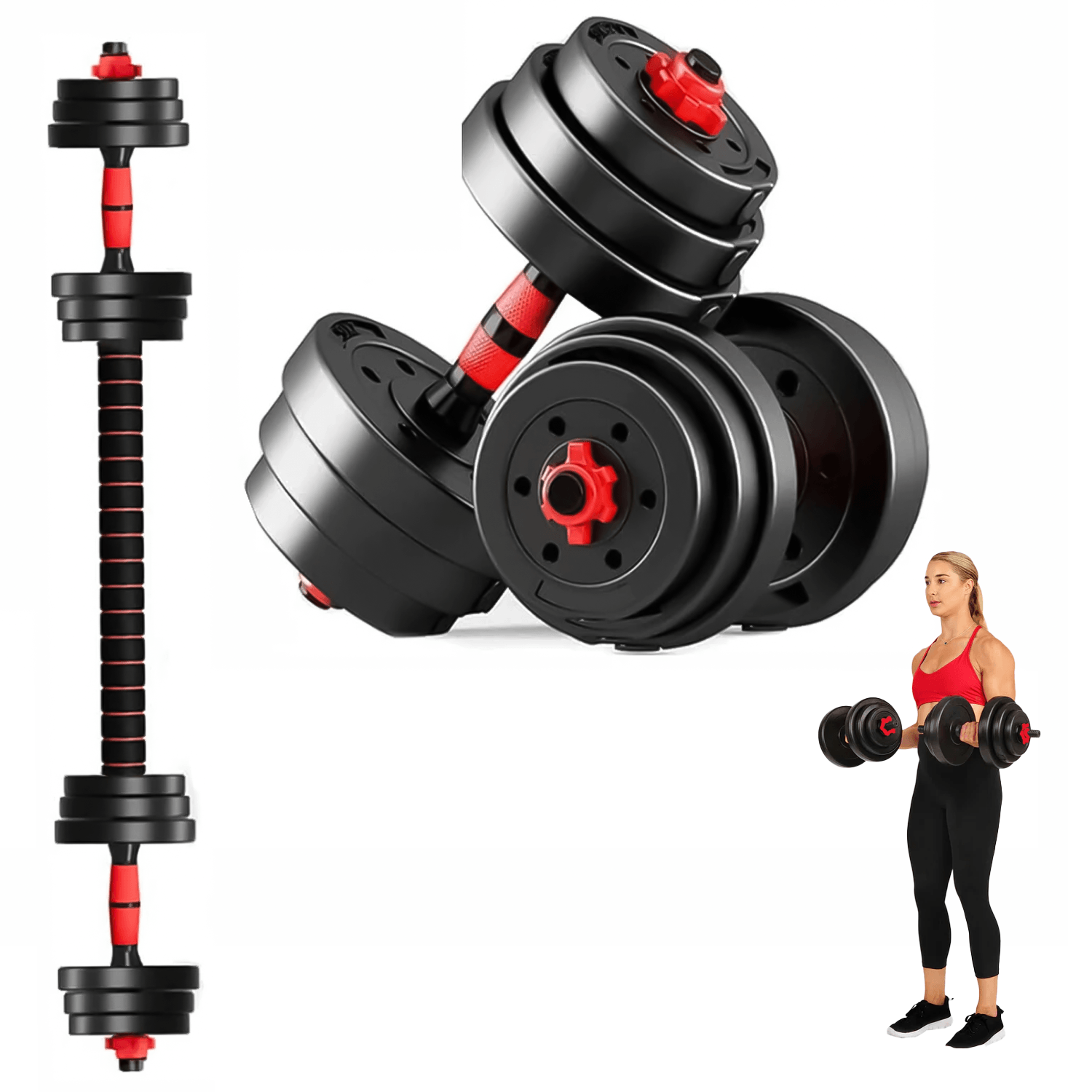 Dumbbell with Adjustable Weight - Adjustable Dumbbell with Nylon Wrapped Plate and Quick Weight Change Handle Safe 30 KG Exercise & Fitness - Tophatter Daily Deals
