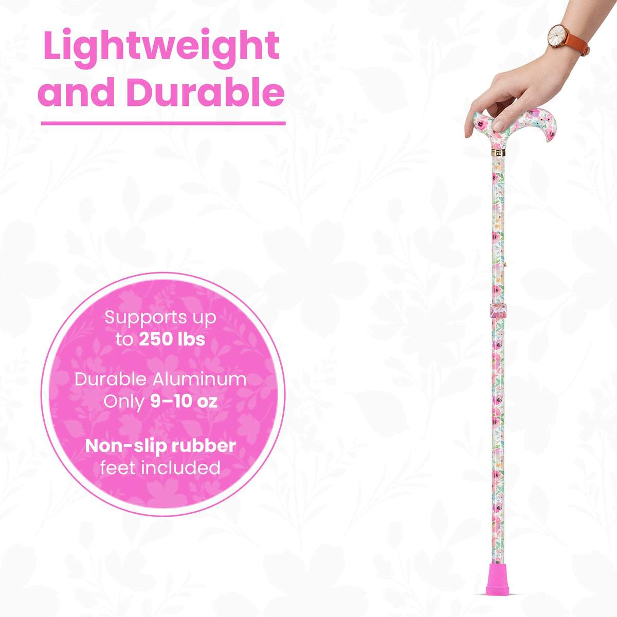 Watercolor Flowers: Designer Adjustable Cane w/ Patterned Handle Adjustable Walking Canes - Tophatter Daily Deals