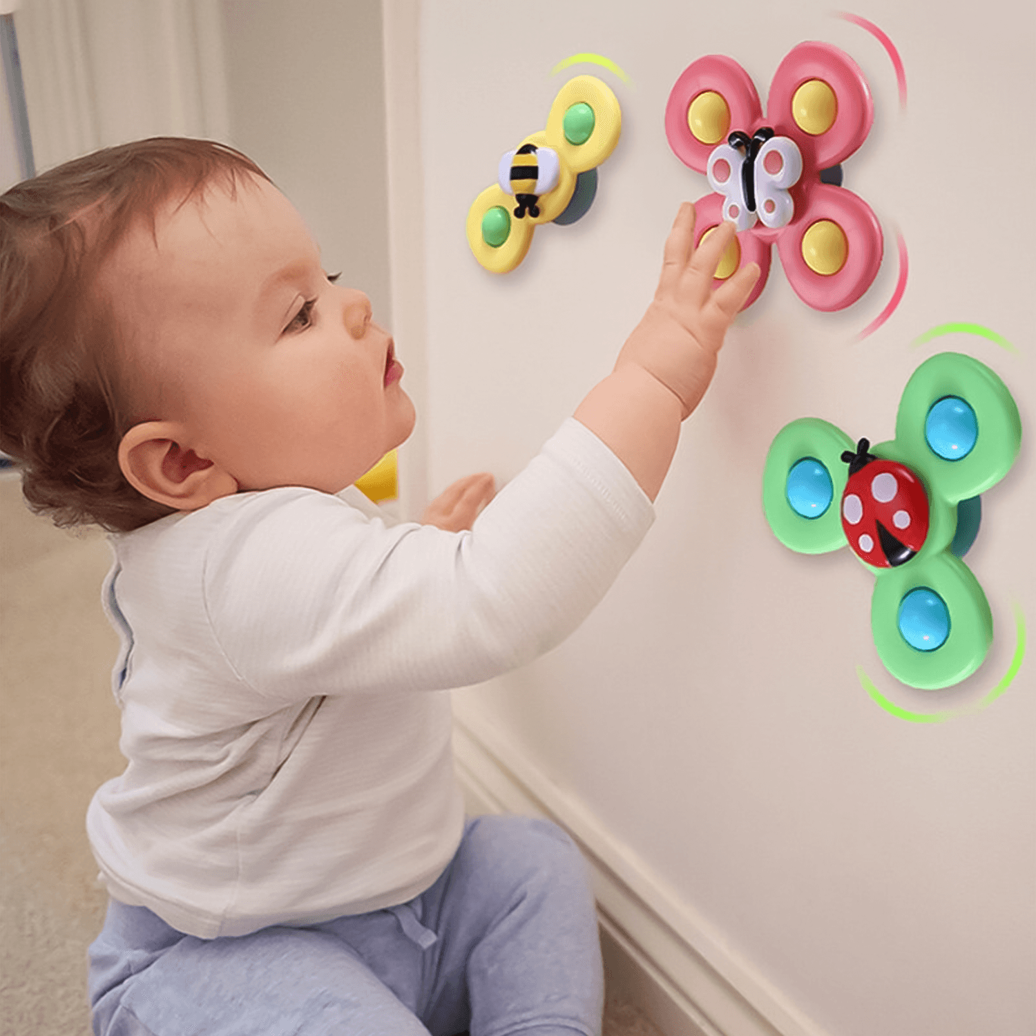 Fidget Spinner Toys - 3 Pcs Suction Cup Spinner Toys Sensory Early Education Bathtub Toy Dining Chairs Birthday Gifts Boy or Girl Baby & Toddler - Tophatter Daily Deals