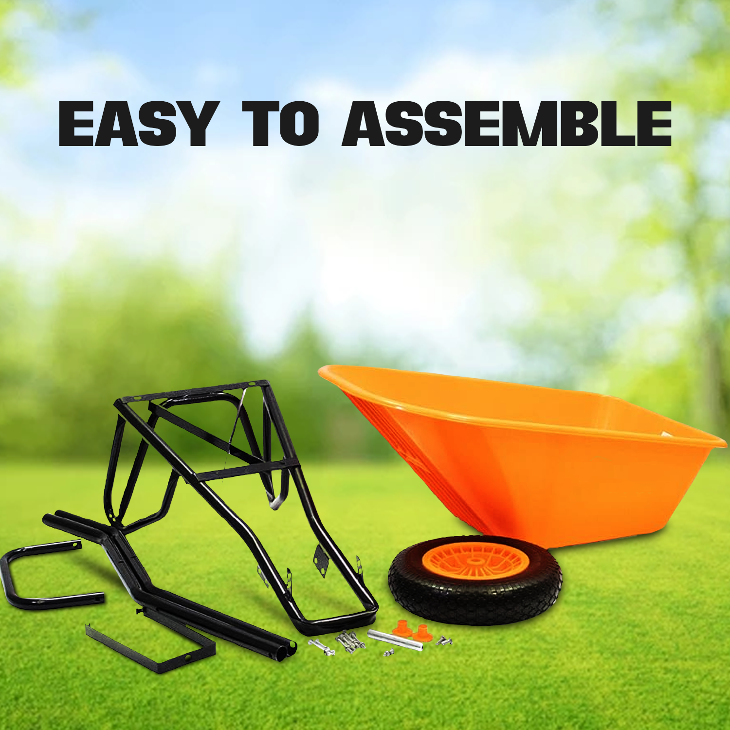Wheel Barrow Trolley – 100L Outdoor Garden Cart for Soil, Plants & Tools Wheelbarrows & Carts - Tophatter Daily Deals