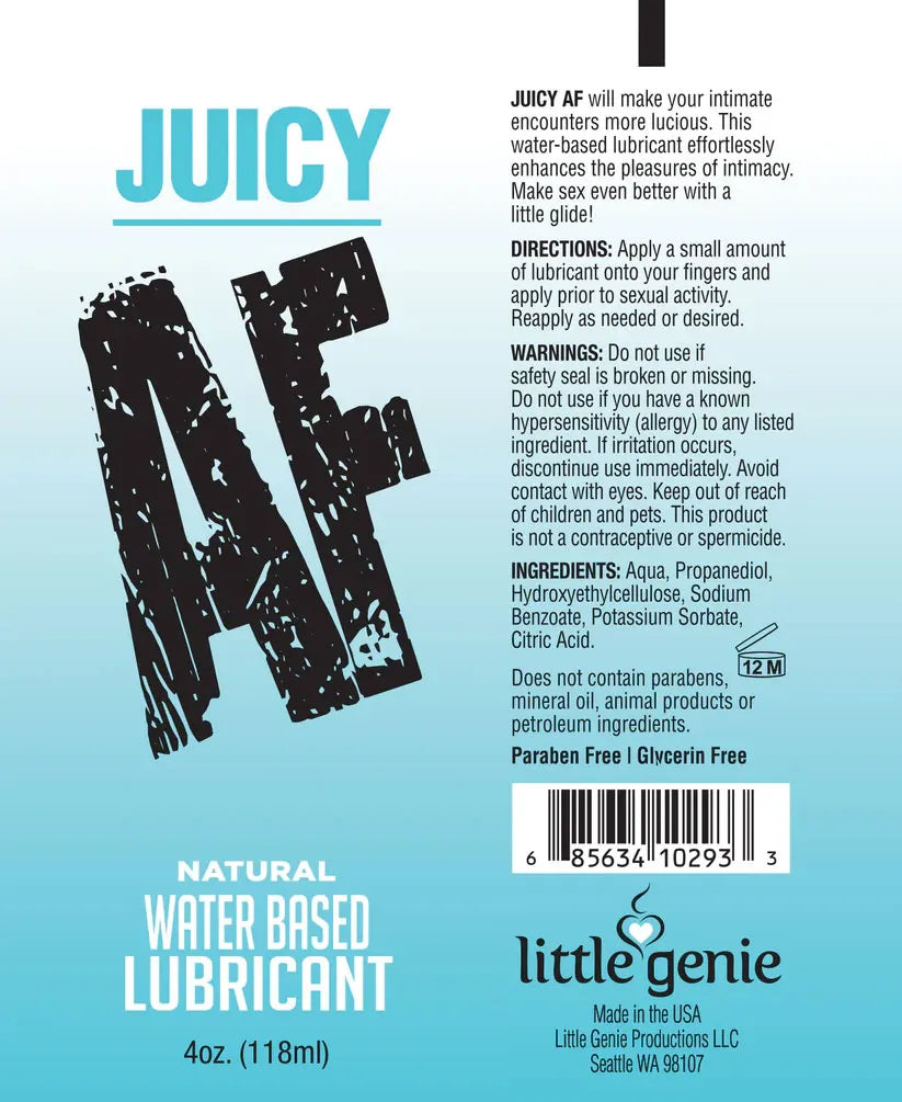 Juicy AF Natural Water-Based Lubricant – 2 Oz Lubricant > Lube > Water Based - Tophatter Daily Deals