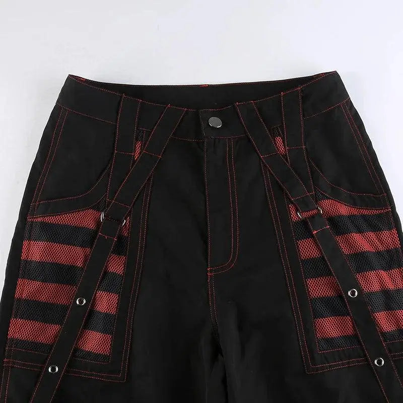 E-girl Gothic Grunge Cargo Pants Bandage Women Vintage Dark Academia Baggy Trousers Sweatpants Punk Hip Hop Streetwear - Tophatter Daily Deals
