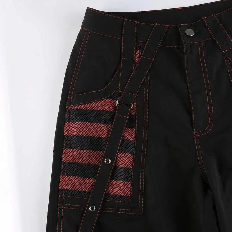 E-girl Gothic Grunge Cargo Pants Bandage Women Vintage Dark Academia Baggy Trousers Sweatpants Punk Hip Hop Streetwear - Tophatter Daily Deals
