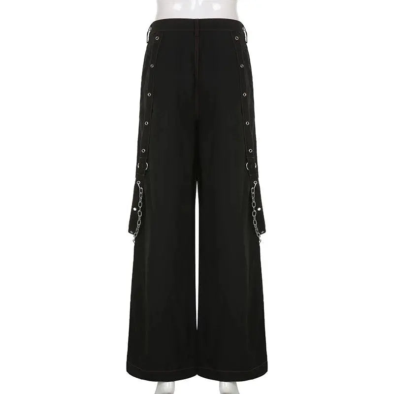 E-girl Gothic Grunge Cargo Pants Bandage Women Vintage Dark Academia Baggy Trousers Sweatpants Punk Hip Hop Streetwear - Tophatter Daily Deals