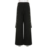 E-girl Gothic Grunge Cargo Pants Bandage Women Vintage Dark Academia Baggy Trousers Sweatpants Punk Hip Hop Streetwear - Tophatter Daily Deals