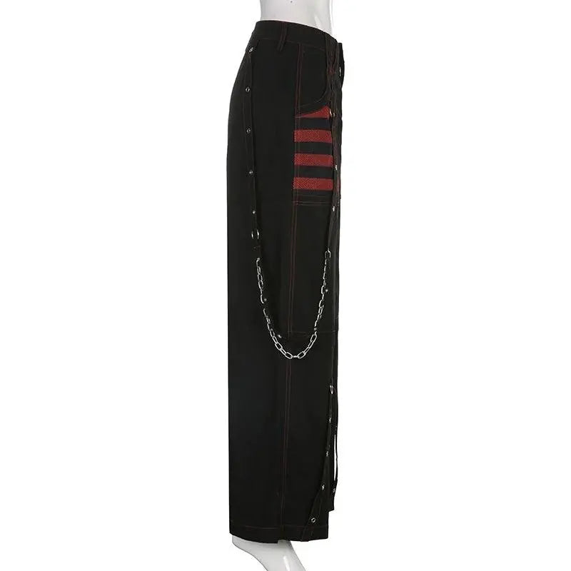 E-girl Gothic Grunge Cargo Pants Bandage Women Vintage Dark Academia Baggy Trousers Sweatpants Punk Hip Hop Streetwear - Tophatter Daily Deals