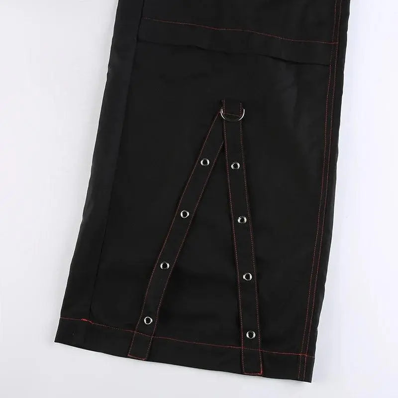 E-girl Gothic Grunge Cargo Pants Bandage Women Vintage Dark Academia Baggy Trousers Sweatpants Punk Hip Hop Streetwear - Tophatter Daily Deals