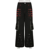 E-girl Gothic Grunge Cargo Pants Bandage Women Vintage Dark Academia Baggy Trousers Sweatpants Punk Hip Hop Streetwear - Tophatter Daily Deals