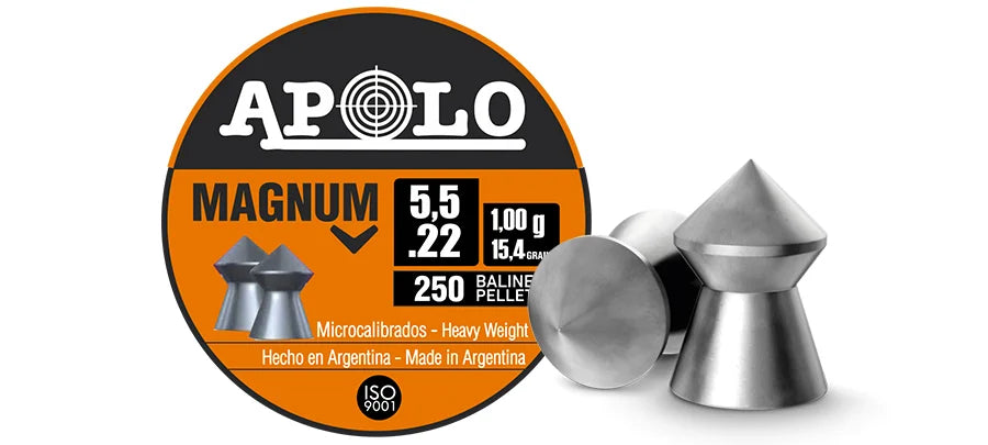 Apolo Magnum AirGun Pellets .22/5.5 mm, 250 pcs 1.00g/15.4gr - Tophatter Daily Deals
