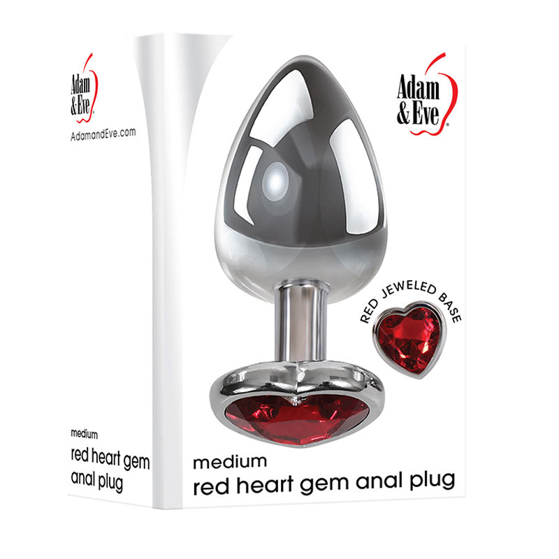 Adam & Eve Red Heart Gen Medium 8.25 cm Metallic Butt Plug > Anal Range > Jewel Butt Plugs - Tophatter Daily Deals