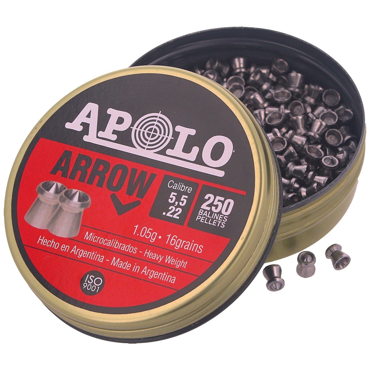Apolo Arrow Heavy .22 / 5.5mm Airgun Pellets, 250pcS - Tophatter Daily Deals