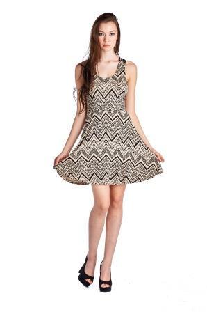 Women's Printed Jersey Dress Taupe 1 Dresses / Midi - Tophatter Daily Deals