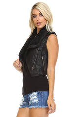 Women's Faux Fur Lined Moto Vest Jackets - Tophatter Daily Deals