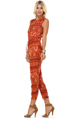 Women's Printed Button Up Sleeveless Jumpsuit Jumpsuit - Tophatter Daily Deals