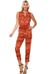 Women's Printed Button Up Sleeveless Jumpsuit Jumpsuit - Tophatter Daily Deals
