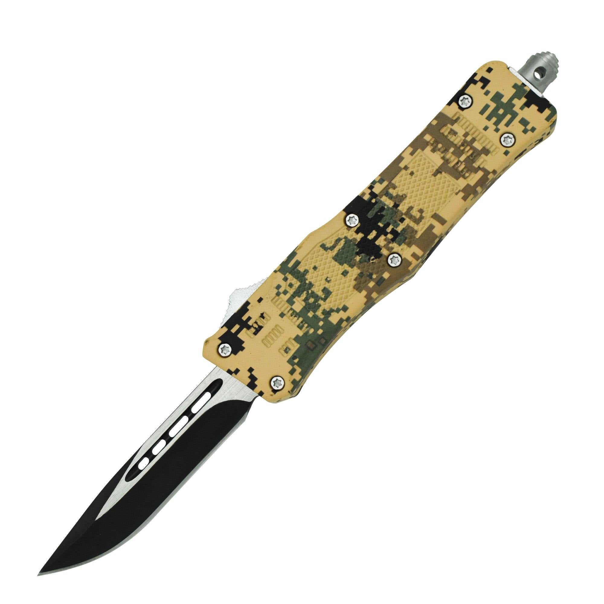 Automatic OTF Knife w/ Belt Clip Small Digital Camo Knife - Tophatter Daily Deals