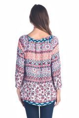 Women's Tassel Tie Printed Loose Top Tops - Tophatter Daily Deals