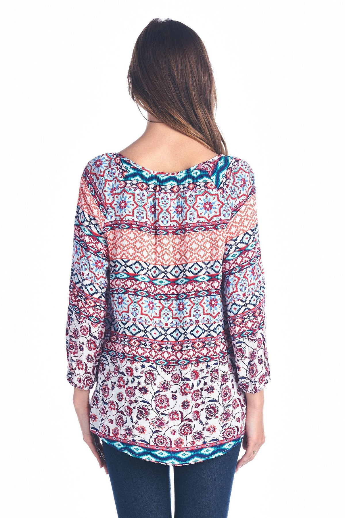Women's Tassel Tie Printed Loose Top Tops - Tophatter Daily Deals
