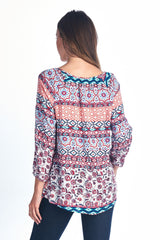 Women's Tassel Tie Printed Loose Top Tops - Tophatter Daily Deals