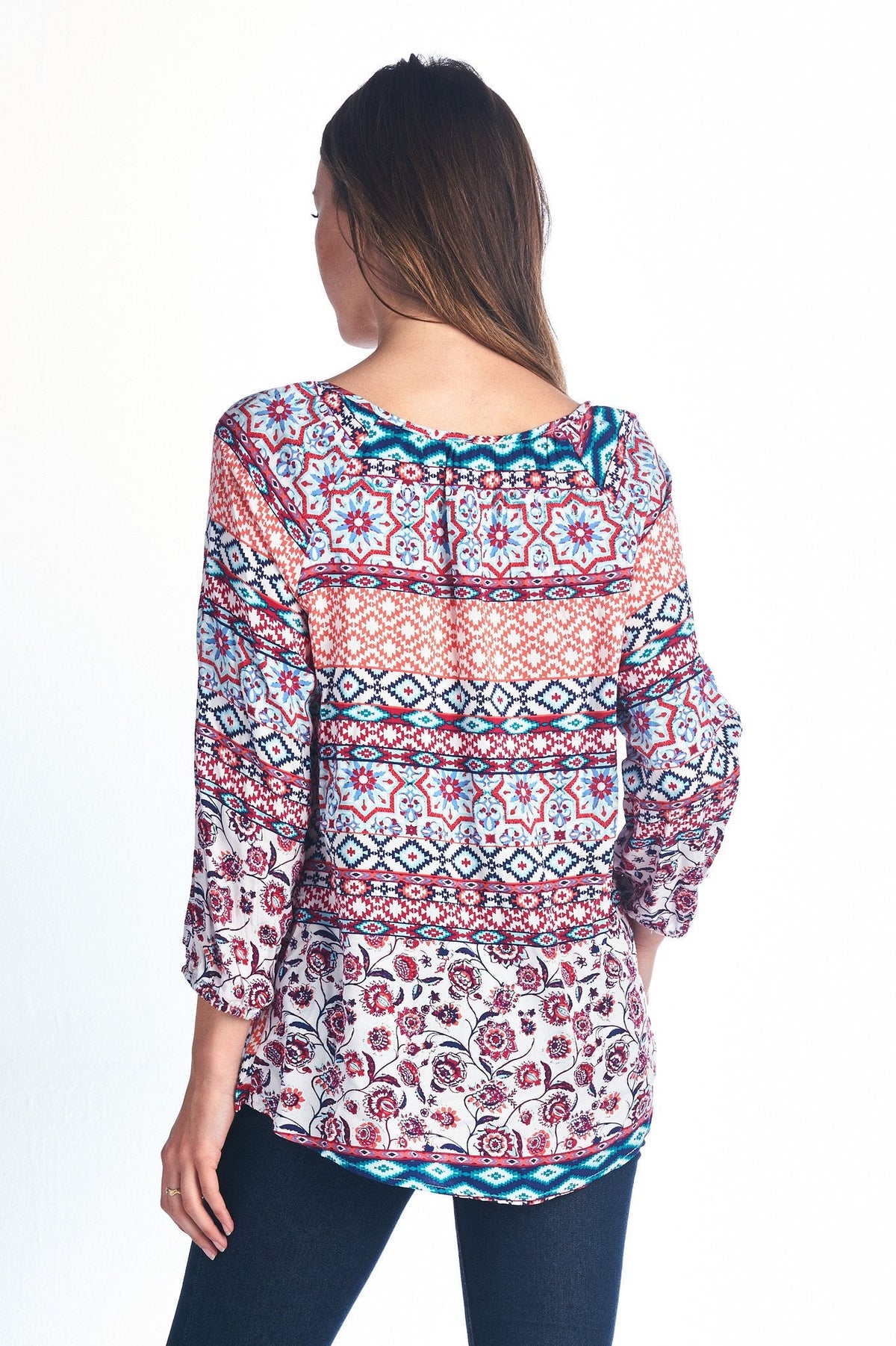 Women's Tassel Tie Printed Loose Top Tops - Tophatter Daily Deals