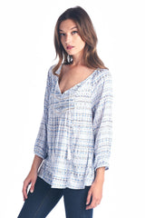 Women's Tassel Tie Printed Loose Top Tops - Tophatter Daily Deals