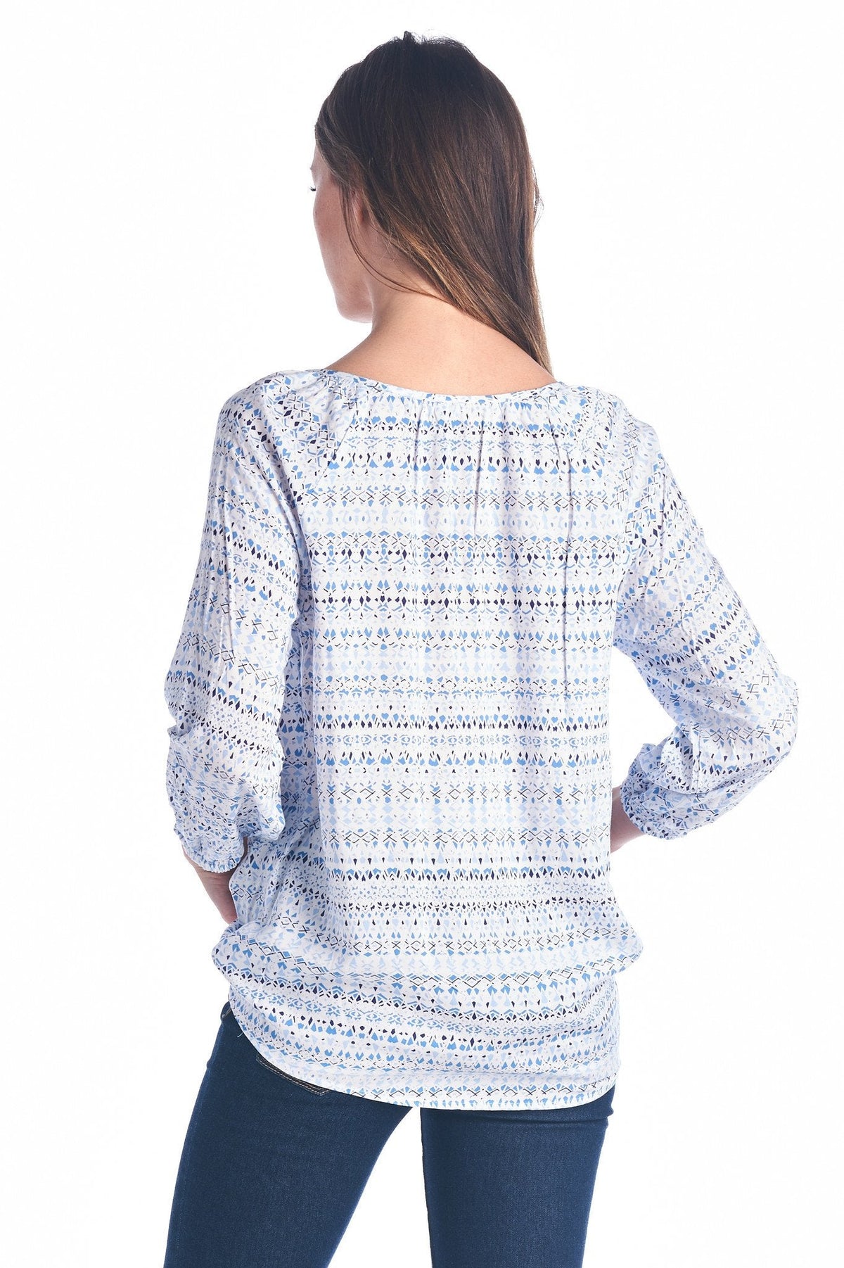 Women's Tassel Tie Printed Loose Top Tops - Tophatter Daily Deals