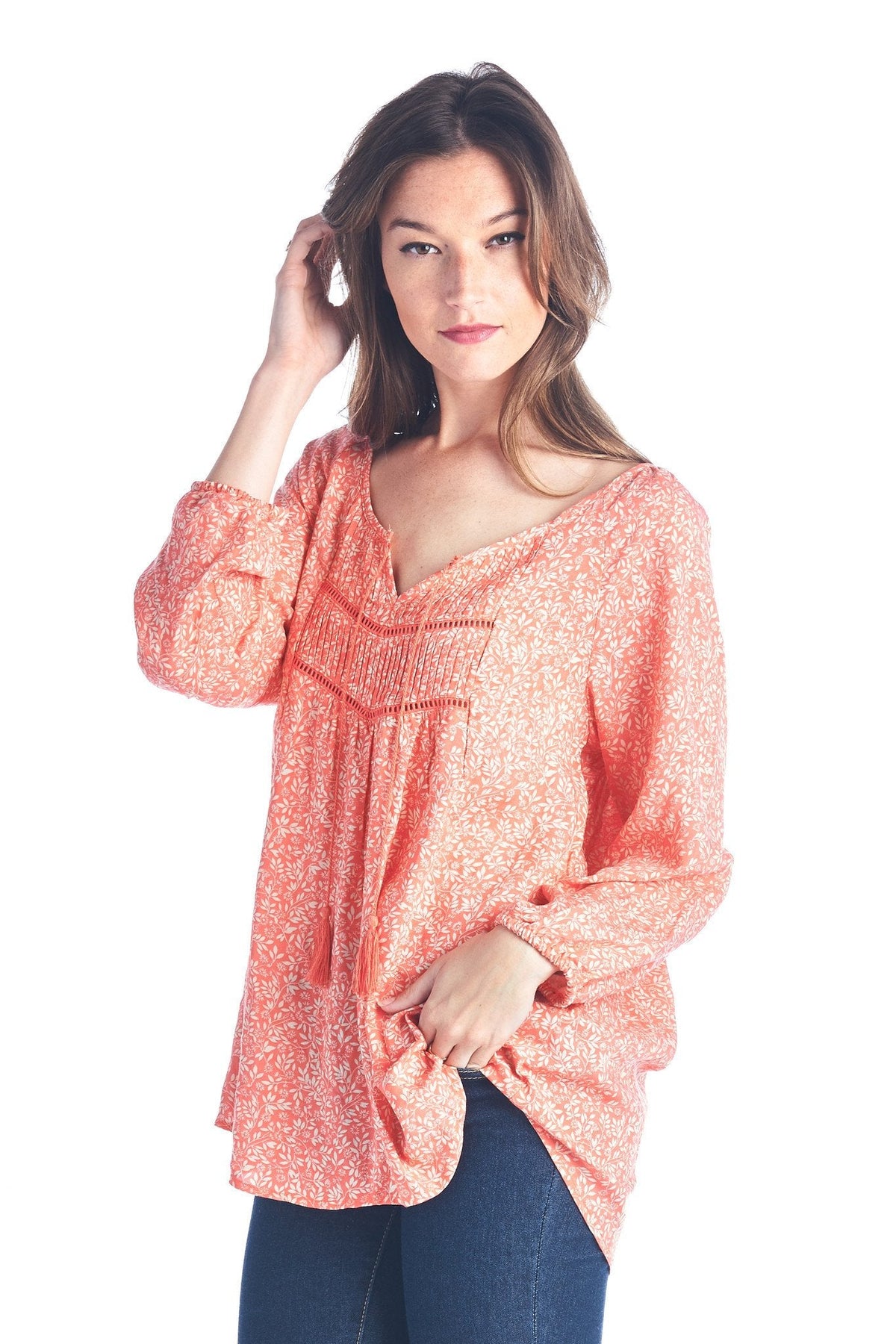 Women's Tassel Tie Printed Loose Top Tops - Tophatter Daily Deals