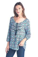 Women's Tassel Tie Printed Loose Top Tops - Tophatter Daily Deals