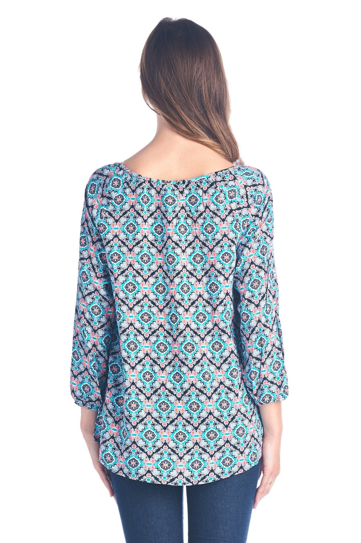 Women's Tassel Tie Printed Loose Top Tops - Tophatter Daily Deals