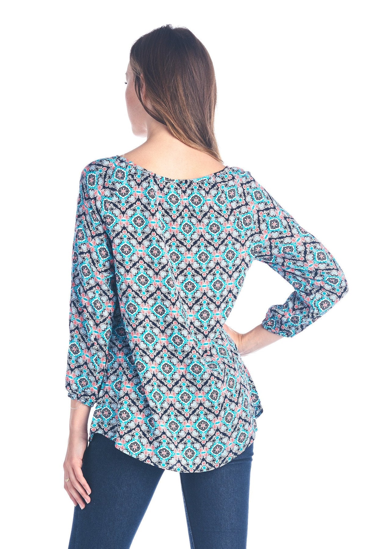 Women's Tassel Tie Printed Loose Top Tops - Tophatter Daily Deals