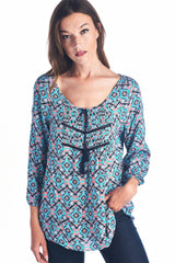 Women's Tassel Tie Printed Loose Top Tops - Tophatter Daily Deals