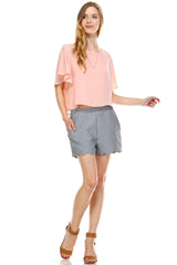 Women's Loose Cropped Chiffon Top Tops - Tophatter Daily Deals