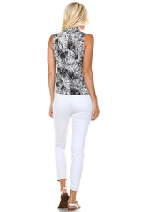 Women's Split Back V-Neck Sleeveless Printed Top Tops - Tophatter Daily Deals
