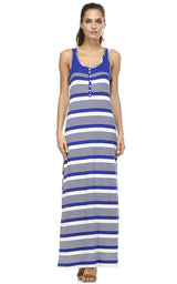 Women's Variegated Stripe Maxi Tank Dress Blue 81 Dresses / Maxi - Tophatter Daily Deals