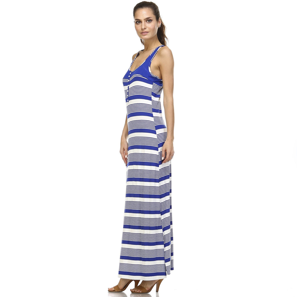 Women's Variegated Stripe Maxi Tank Dress Dresses / Maxi - Tophatter Daily Deals