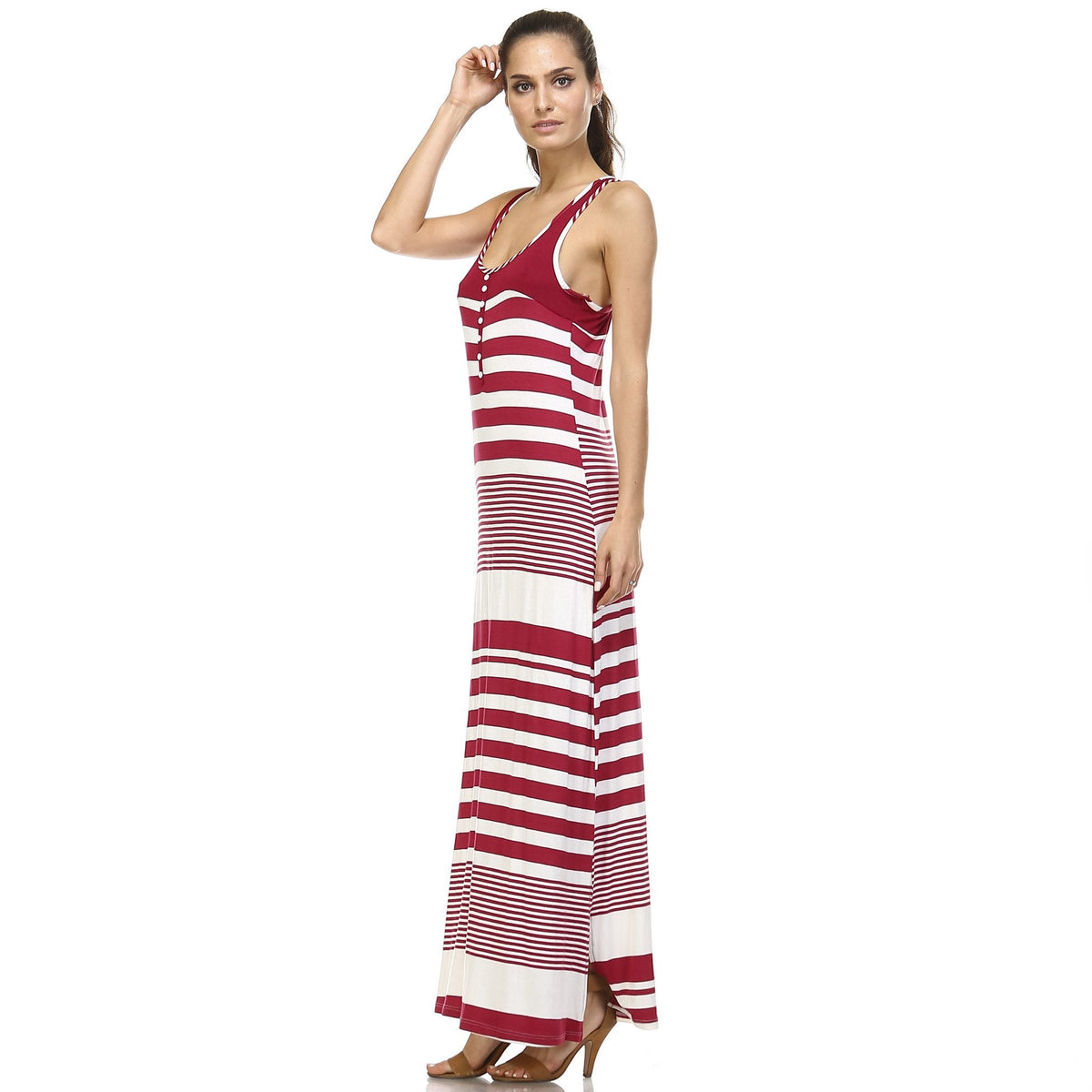 Women's Variegated Stripe Maxi Tank Dress Dresses / Maxi - Tophatter Daily Deals