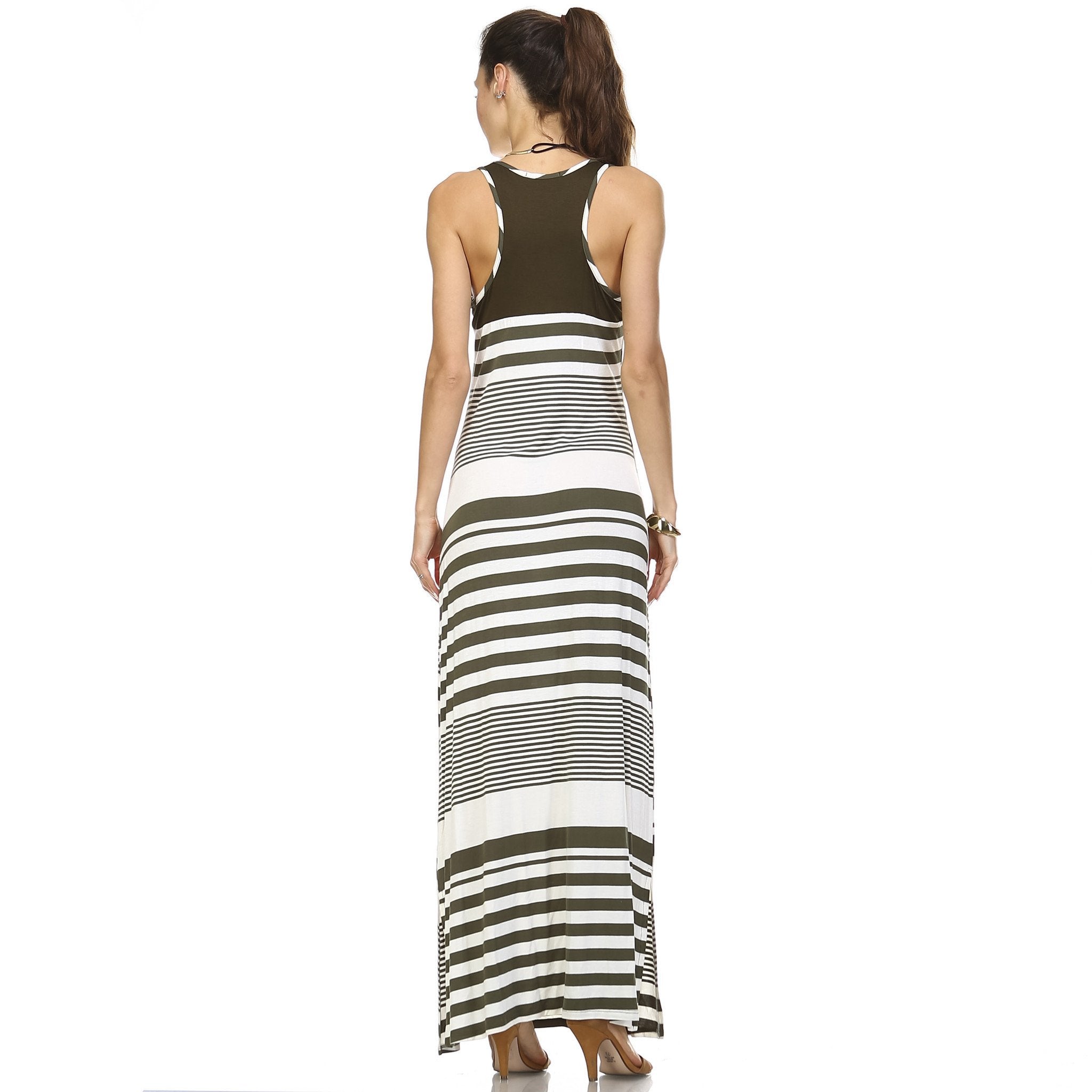 Women's Variegated Stripe Maxi Tank Dress Dresses / Maxi - Tophatter Daily Deals