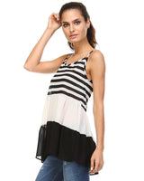 Women's Tiered Halter Stripe Tank Tanks - Tophatter Daily Deals