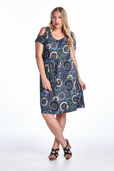 Women's Plus Size Cold Shoulder Tie Waist Dress with Floral Prints Grape 1 Plus Size / Dresses - Tophatter Daily Deals