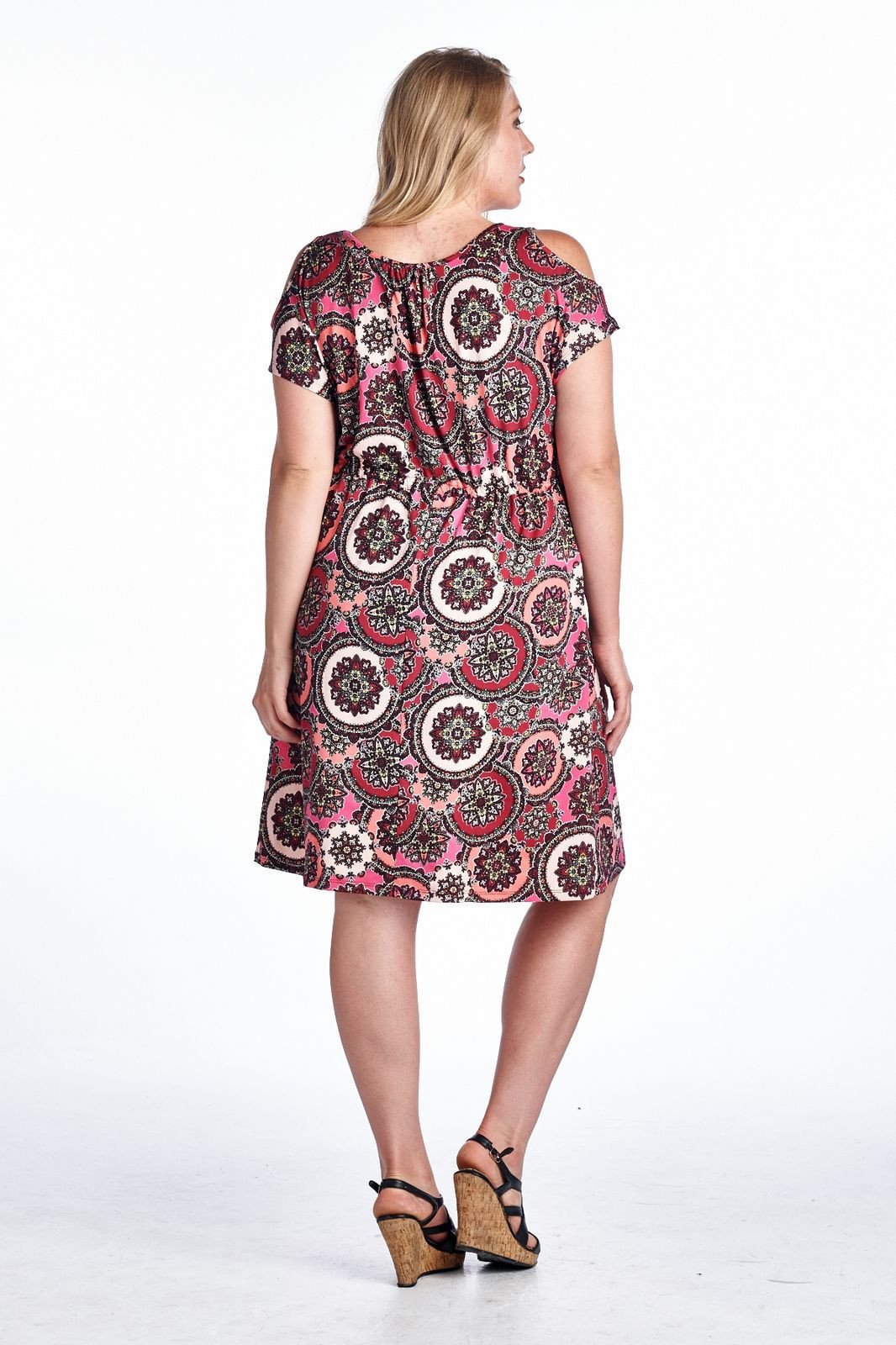 Women's Plus Size Cold Shoulder Tie Waist Dress with Floral Prints Plus Size / Dresses - Tophatter Daily Deals