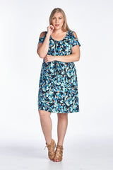 Women's Plus Size Cold Shoulder Tie Waist Dress with Floral Prints Plus Size / Dresses - Tophatter Daily Deals