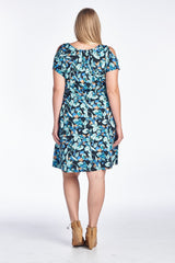 Women's Plus Size Cold Shoulder Tie Waist Dress with Floral Prints Plus Size / Dresses - Tophatter Daily Deals