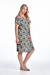 Women's Plus Size Cold Shoulder Tie Waist Dress with Floral Prints Plus Size / Dresses - Tophatter Daily Deals
