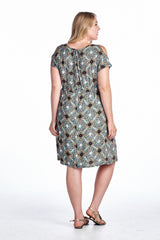 Women's Plus Size Cold Shoulder Tie Waist Dress with Floral Prints Plus Size / Dresses - Tophatter Daily Deals