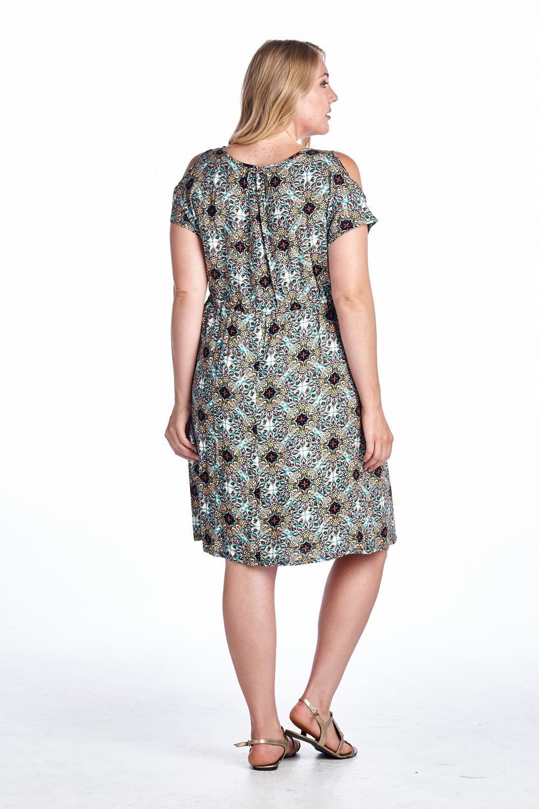 Women's Plus Size Cold Shoulder Tie Waist Dress with Floral Prints Plus Size / Dresses - Tophatter Daily Deals
