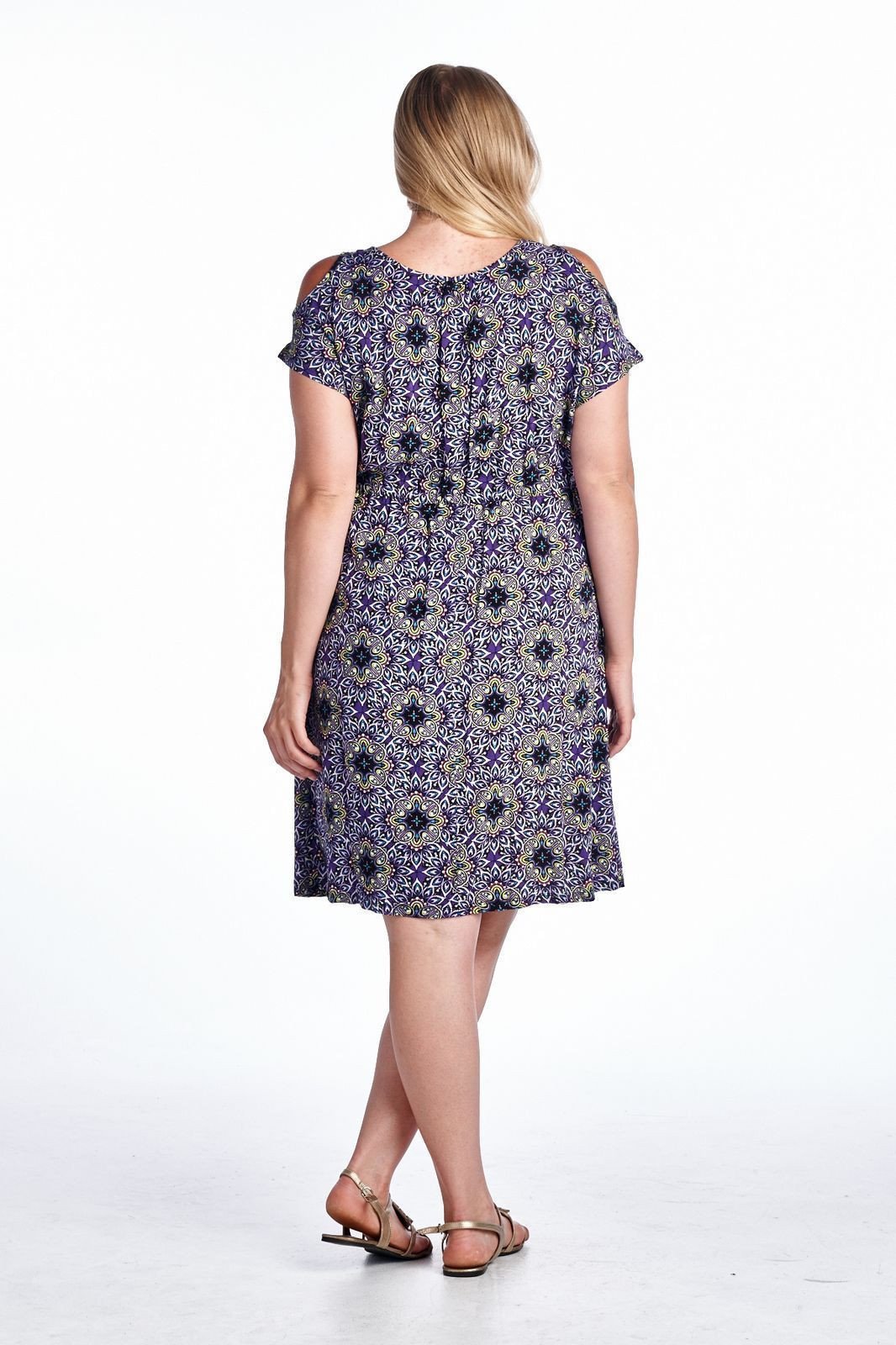 Women's Plus Size Cold Shoulder Tie Waist Dress with Floral Prints Plus Size / Dresses - Tophatter Daily Deals