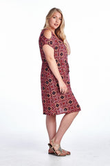 Women's Plus Size Cold Shoulder Tie Waist Dress with Floral Prints Plus Size / Dresses - Tophatter Daily Deals