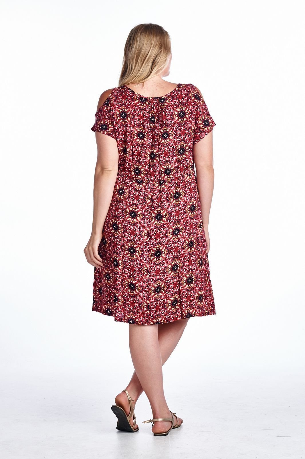 Women's Plus Size Cold Shoulder Tie Waist Dress with Floral Prints Plus Size / Dresses - Tophatter Daily Deals