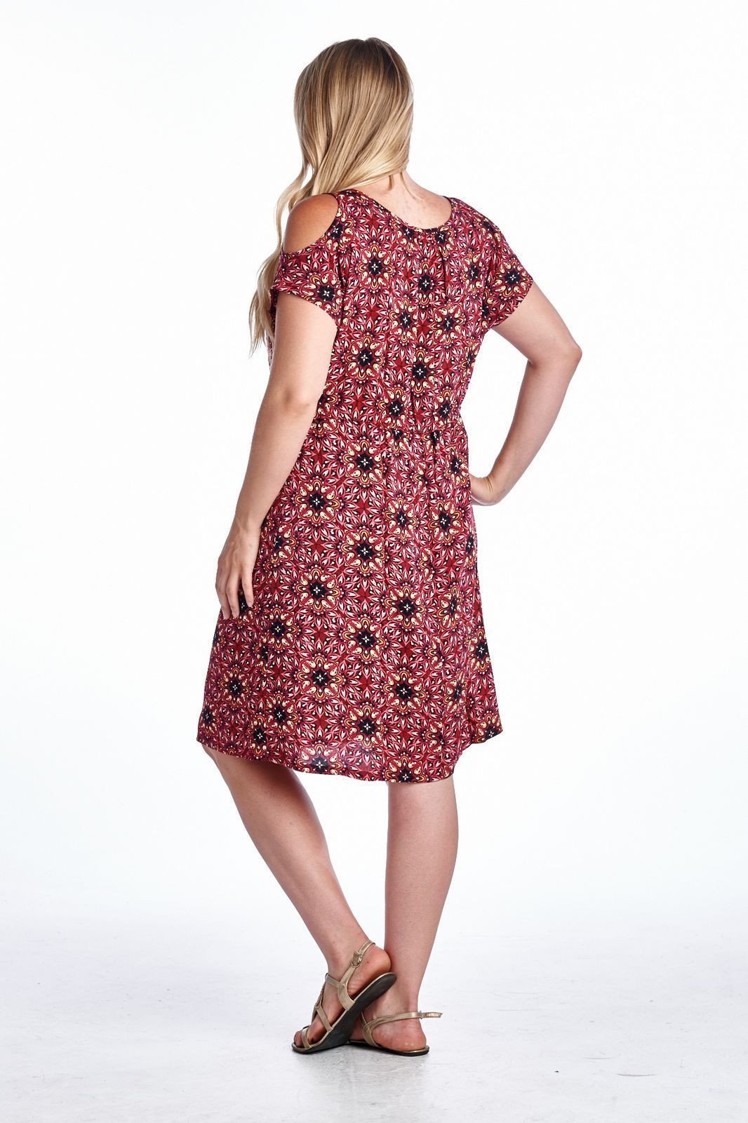 Women's Plus Size Cold Shoulder Tie Waist Dress with Floral Prints Plus Size / Dresses - Tophatter Daily Deals