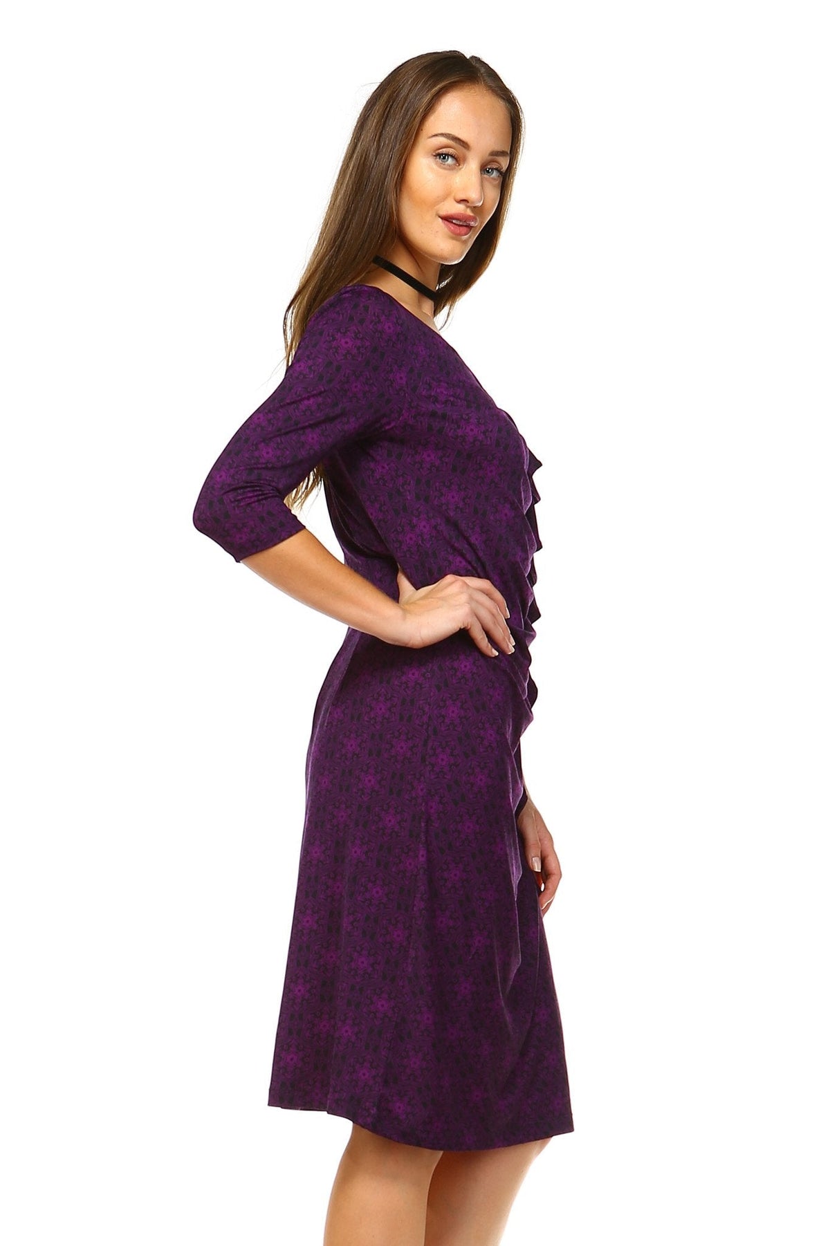 Women's 3/4 Three Quarter Sleeve Midi Dress with Geometric Pattern Dresses / Midi - Tophatter Daily Deals
